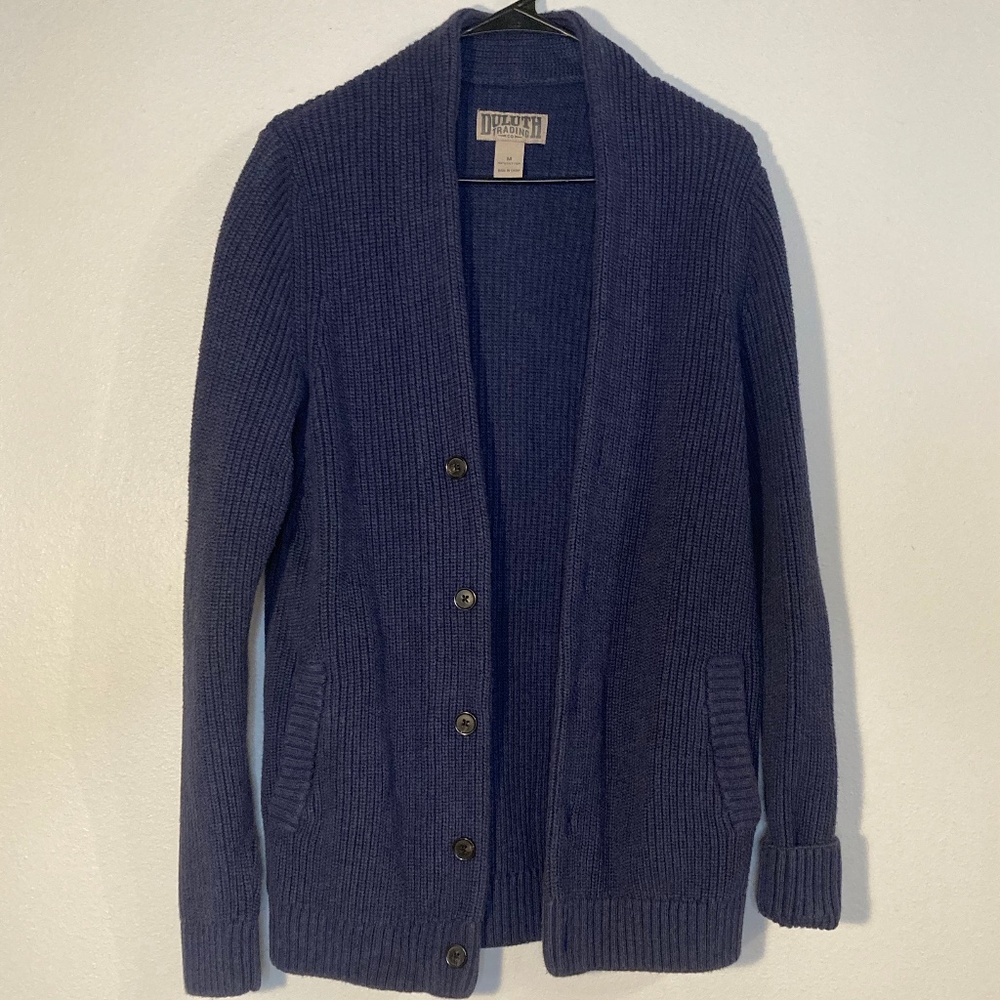 Duluth chunky ribbed knit button front cotton cardigan sweater